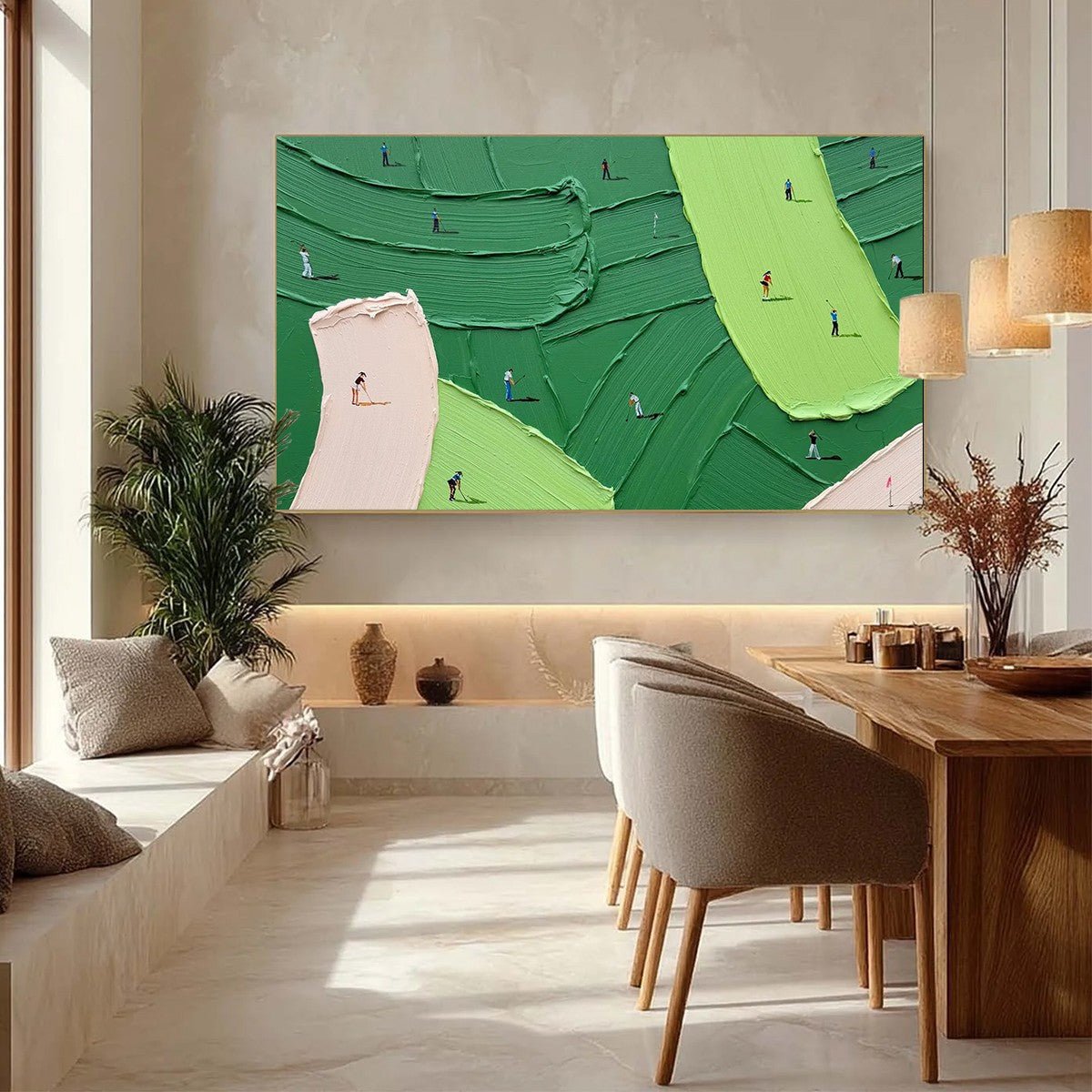 Modern Textured Abstract Golf Scene Painting GS0055 - Viral Wall Art